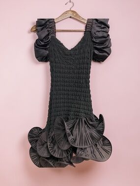 A la Carte 80s Party Dress Bubble Hem Ginormous Sleeves FABULOUS Size 11/12